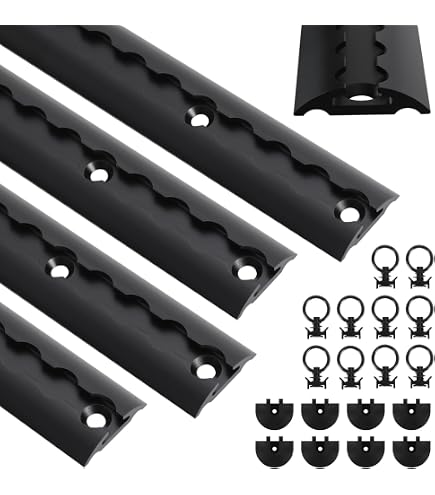 Produktbild von Hebitod Airlineschiene Set – 4x 1m Alu-Schienen, 8 Doppelhaken, Schwarz, Für Anhänger, LKW, Camper, Wohnmobil – Inkl. Montagezubehör