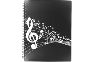 Musikark Fil Tema Fil Dokument Förvaring Diskantklav Mapp 40 fickor A4 Vattentät ABS för Piano Gitarr Musikinstrument Tillbehör