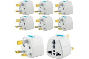 Purfex 5-Pack EU to UK Plug Adapter, US AU to UK UAE Converter Switch, Universal Power Adapter 3 Pin, AC Travel Electrical Socket Outlets Travel Adapter Set – Compact, Multi-Plug Converter