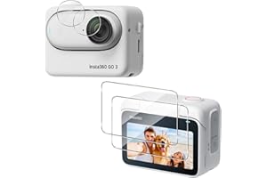 Tacilin Protector de Pantalla Compatible con Insta360 GO 3, 2 Piezas Protector de Pantalla y Protector de Lente de Cámara, Antiarañazos, Antiburbujas, Dureza 9H, Película de Vidrio Templado HD