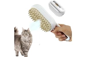 LONNALEE Szczotka parowa dla psa, 3 w 1 grzebień do masażu w sprayu dla kotów, szczotka do długiego i krótkiego włosa z ładowarką USB, ze zbiornikiem na wodę, szczotka do masażu kota (biała)