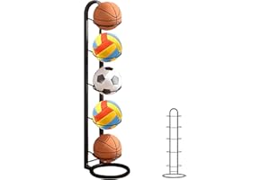 SUNOYA Basketball Storage Shelf, 5 Levels, Standing Ball Shelf, Ball Stand, Vertical Ball Shelf, Removable Standing Rack Holder, Garage Organiser for Sports Equipment for Football, Basketball, Volleyball