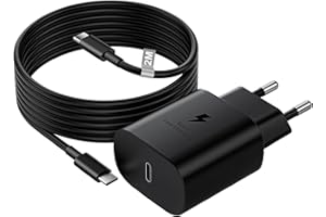 BAMKEY 25W Caricatore USB C Rapido per Samsung Galaxy S24 Ultra/S23/S22 Ultra/S21 Ultra/S20/S10/S9/A54 5G/A15, Alimentatore USB C Spina Presa Tipo C Spinotto con 2M Cavo Caricatore per Samsung serie