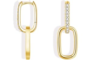 Cangall Kolczyki damskie kreolki ze srebra próby 925, srebro wysokiej próby 925, kolczyki damskie, kreolki, podwójne kółko, geometryczne huggie, małe kolczyki kreole, trójkąt, owalne kolczyki wiszące