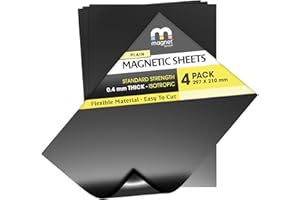 A4 Magnético Hojas - Delgado, Flexible, Liso Imanes - Pack de 4-0.4mm Grueso - Para Morir Almacenaje y corte, Continuación y BRICOLAJE Homemade artes y manualidades (The Magnet Shop)
