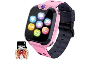 MOWEALLARGE Smartwatch per Bambini con 16 Giochi, Telefono Orologio Smartwatch Bambini con Lettore Musicale, SOS, Fotocamera, Sveglia, Regalo di Compleanno per Ragazzi e Ragazze 4-12 Anni [Scheda SD integrata]