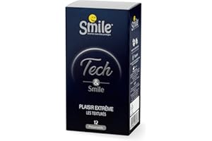 SMILE Préservatifs TECH x12 - Les Texturés pour un plaisir extrême - Boîte de 12 préservatifs masculins