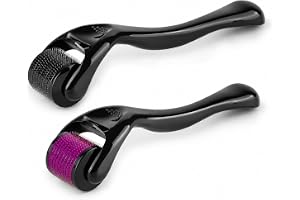 2 st Derma Roller 0,5 mm & 1,0 mm med 540 nålar Microneedling Roller för ansikte, huvud och kropp, skäggroller och hårroller för hudvård och hårvård, mot stora porer, för män och kvinnor