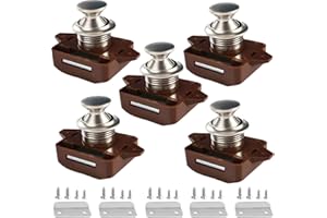 MTSmart Keyless RV Cabinet Locks with Large Push Button, ABS RV Cabinet Catch Lock for RV Motorhome Trailer Caravan Van Yachts Boats (Nickel Pack of 5)