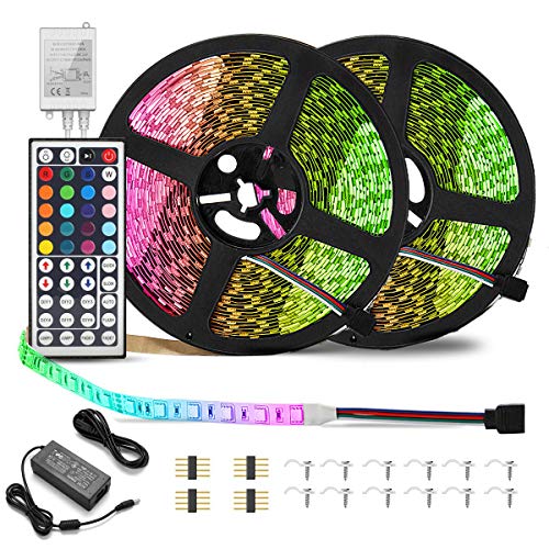 Tiras LED RGB 5050 10M, ICONNTECHS Impermeable Tira de luces LED Multicolor con Control Remoto de 44 Botones y Fuente de Alimentación 5A 12V para Iluminación del Hogar y Decoración de la Cocina