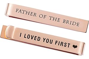 LPARKIN Stainless Steel Tie Clip Wedding Set - Father of The Groom Tie Clip - Father of The Bride Tie Bar