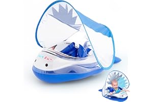 YAYAFUNFUN Bouée Bébé, La Licorne/Le Requin Bouee Bebe avec auvent Pare Soleil UPF 50+, Siège Ajustable,Baby Pool Float,Bouée Piscine de Natation Gonflable Accessoires Piscine pour Enfants de 3 à 24 Mois