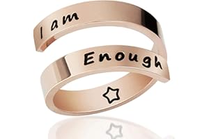 Kucheed Anelli Regolabili, Gioielli Ispirati All'anello Sono Abbastanza Inciso,Anello di Torsione a Spirale in Acciaio Inossidabile,Regali di Laurea di Compleanno per Donne Uomini