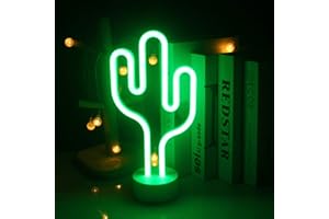 WANXING Insegne al neon a led di cactus con base premium per bambini Stand luci notturne USB/Batteria Lampada decorativa verde per camera per bambini Decorazioni per feste di compleanno