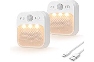MERTTURM Luz Nocturna con Sensor de Movimiento[30 días de espera], Luz Nocturna Infantil Recargable con 3 Colores de Luz y Brillo Ajustable, Instalación Magnética para Pasillo, Escalera, Habitación