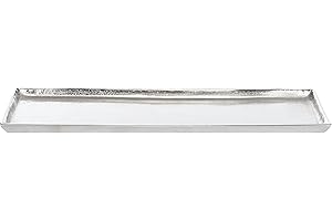 ‎BRANDSSELLER Brandsseller Deko-Tablett 44,5x12,5 cm Deko-Teller Dekoschale Aluminium RAW Optik Silbern Rechteckig