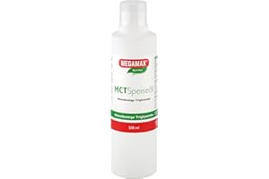‎MEGAMAX NUTRITION Megamax MCT Speiseöl Mittelkettige Triglyzeride 500 ml | Energielieferant für Sportler, Diätetisches Lebensmittel | Geschmacksneutral | Laborgeprüft | im Rahmen einer ketogenen Diät geeignet