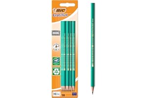 BIC Evolution Ecolutions, Matita In Grafite, Per Scrivere A Scuola E In Ufficio, Mina HB Resistente, Confezione da 10