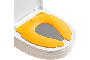 Vlecexs Toilettensitz Kinder, Faltbarer Reise Klappbar WC Sitz Kinder, Tragbar Toilettensitz WC Sitzbezüge, Toilettensitz Kinder für Unterwegs, Toilettentrainer für Kleinkind und Kinder, Gelb