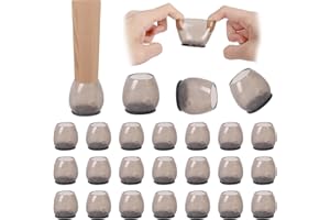 CREAHER 24 Pcs Chair Leg Protectors for Hardwood Floors, Silicone Chair Leg Floor Protectors Chair Feet Protection Covers Protector Foot Furniture Cup with Felt Pads No Scratches and No Noise(30-40mm)