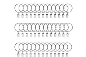NOBRANDED 40 Piezas Anillos de Cortina, Clips de Cortina Anillos Decorativos de Metal para Cortinas Diámetro Interior de 3.8cm Pulgadas, Plata
