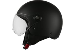 SPEEDWAY 1970 Speedway Casco Moto - Classic - Casco Jet, Ideal Tanto para Hombre como Mujer, Nuestro Casco de Moto Abierto es Ideal para la Ciudad, capacete Moto homologado ECE y Dot - Negro