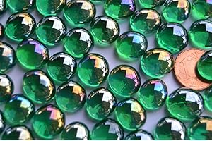 Bazare Masud e.K. 70g Mini Glasnuggets 10-12mm Muggelsteine ca. 50 Stück Glassteine Dekosteine (Grün irisierend transparent)
