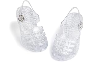 CENCIRILY Toddler Girls Jelly Sandals Soft Rubber Sole Closed Toe Glitter Sparkle Summer Beach Holiday Princess Dress Up Shoes