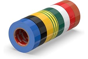 ERKO Nastro Isolante elettrico multicolore 19 mm x 20 m 8 Pezzi PVC Per isolare, Riparare e legare, nastro adesivo, Per tensioni fino a 6 kv, elettrici professionali, flessibile