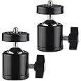 eWINNER 2 Packs 1/4" Swivel Mini Ball Head Screw Tripod Mount/Universal Mini Ball Head Tripod Head 360° Rotatable Ball Heads Camera Mount Adapter Rotating Mount Base Adapter for Cameras Tripods