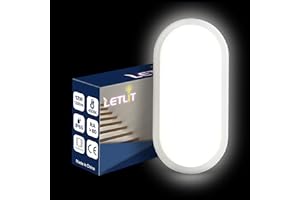 Letlit 12W LED Wall Light Outside, IP54 Bathroom Bulkhead Light, LED Ceiling Light, 1200LM 4000K Porch Light for Indoor, Outdoor, Hallway, Cellar, Garden, Kitchen, Garage