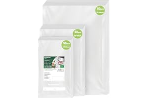 Bonsenkitchen Sacchetti Sottovuoto per Alimenti 150 Buste-15x25cm (50)+20x30cm (50)+28x40cm (50) Buste Sottovuoto Alimenti, per Macchine Sottovuoto e La Cottura Sottovuoto, Senza BPA, VB3215