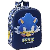 Safta | Double School Pencil Case 3D Sonic City, Children's School Pencil Case with Two Compartments and Zippers, Side Handle