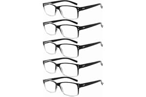 Eyekepper Mens Vintage Reading Glasses-5 Pack,Black-Clear Frame