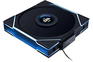 Lian Li UNI FAN TL140 LCD Reverse – 140mm ARGB PWM Fan with LCD Display, Black, Reverse Airflow, Wireless Daisy-Chain, Dual-Zone RGB, Controller-Free Installation