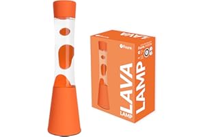 FISURA. Fisura - Lampe à lave orange. Base et lave orange avec liquide transparent. Effet relaxant. Avec ampoule de rechange. Dimensions : 11 cm x 11 cm x 39,5 cm.