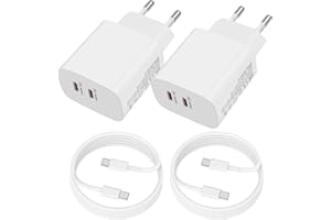 VEMFAY Cargador USB C 20W,2x20W Con 2x2M Cable USB C Carga Rapida Tipo c pour Samsung Galaxy iPad Huawei Xiaomi, Enchufe USBC Carregador Rapido Cabezal Adaptador Cargado Corriente Charger
