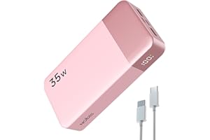 Nobis Cargador Portátil, Fuente de Alimentación Móvil 20000mah, Recarga rápida para Fuente de Alimentación Móvil 35w, Batería con Pantalla Digital para Phone, Android, etc (Rosa)