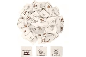 Nsiwem Etiquetas de Tela Etiquetas Handmade with Love Etiquetas Hechas a Mano Etiquetas para Ropa Personalizadas para Costura DIY Decoraciones 150 Piezas