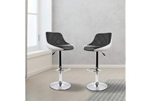 LANTUS 2 Design Tabouret de Bar Lot de 2 avec siège Bien rembourré en Similicuir,Hauteur réglable,Tabouret de Bar Lot de 2 réglable et Rotatif,Tabouret de comptoir Chaise de Bar
