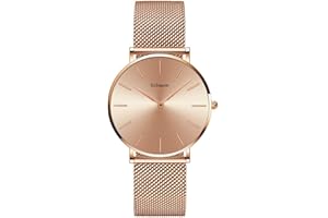 Kubagom Reloj de Cuarzo para Mujer Banda Malla Acero Inoxidable Ultra Delgado
