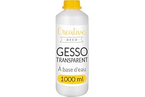 Creative Deco Additif Gesso Acrylique Transparent | 1L | Sous-Couche Clair | Apprêt et Préparation Liquide de la Peinture Acrylique | Couverture Parfaite | pour Bois Papier Verre | Non-Jaunissant