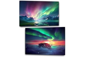 AIKEWO 2 Pack Diamond Painting for Adults-Aurora Diamond Art Kits for Adults Beginner,Northern Lights Paint with Diamonds Picture Gem Art and Crafts for Wall Decor Gifts12X16Inch