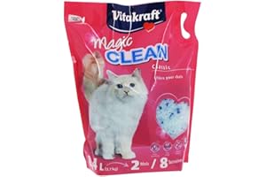 VITAKRAFT- Magic Clean Classic, Litière Non Agglomérante Pour Chats, Perles Minérales, Antibactérienne, Très Peu Poussiéreuse, Dure 8 Semaines (1X 8,4L)