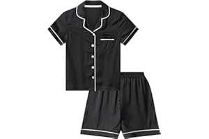 THEPYJAMAFACTORY Kurzer Schlafanzug für Mädchen, Satin, Sommer-Seiden-Pyjama für Kinder
