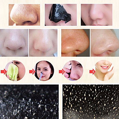 KOBWA Gesichtsmaske Schwarz, Black Head Maske, Bamboo Charcoal Mitesser Entfernen Maske, Mitesser Entferner Tiefenreinigung Peel Off Maske Bambuskohle Schlamm-Gesichtsmaske(100g) - 6