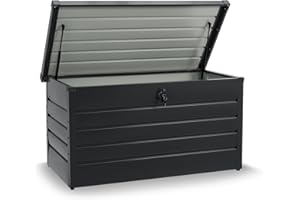 Juskys Metall Aufbewahrungsbox Limani 380 Liter - Outdoor Box - wasserdicht, abschließbar - Gartenbox, Auflagenbox, Kissenbox für Garten Anthrazit