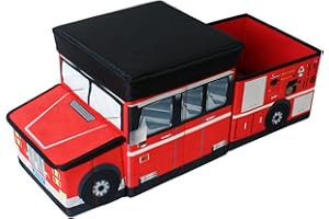 TE-TREND Textile Storage box Game chest Spielbox foldable and separable Fire engine with lid