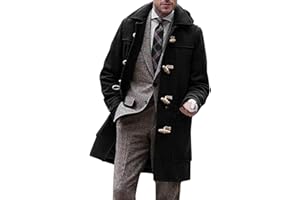 L9WEI Manteau pour homme automne hiver chaud trench décontracté chaud double boutonnage hommes hiver coupe-vent à revers manteau en laine pour homme