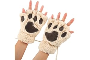 MAKFORT Fingerlose Handschuhe Winter Katze Plüsch Handschuh